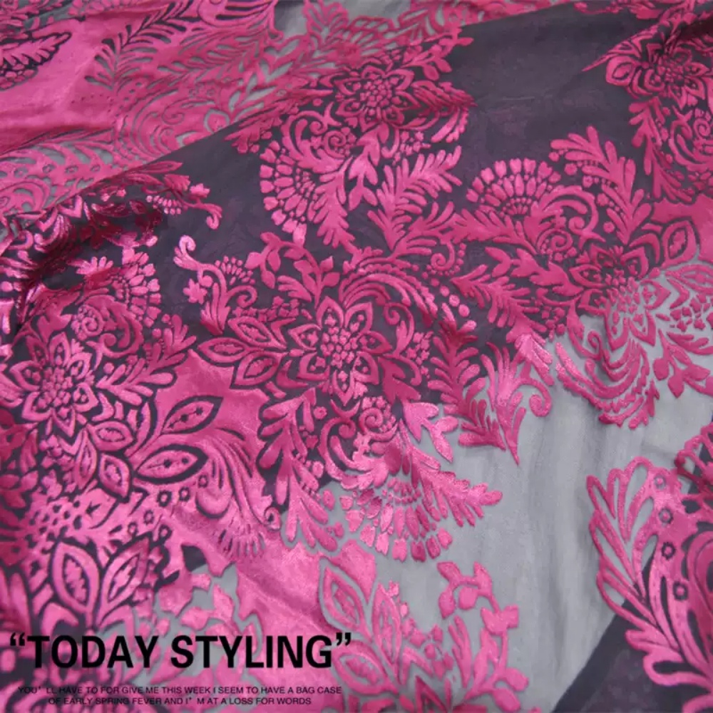 Robe Silk Women - Fashion Large Pink Flower Design Graceful