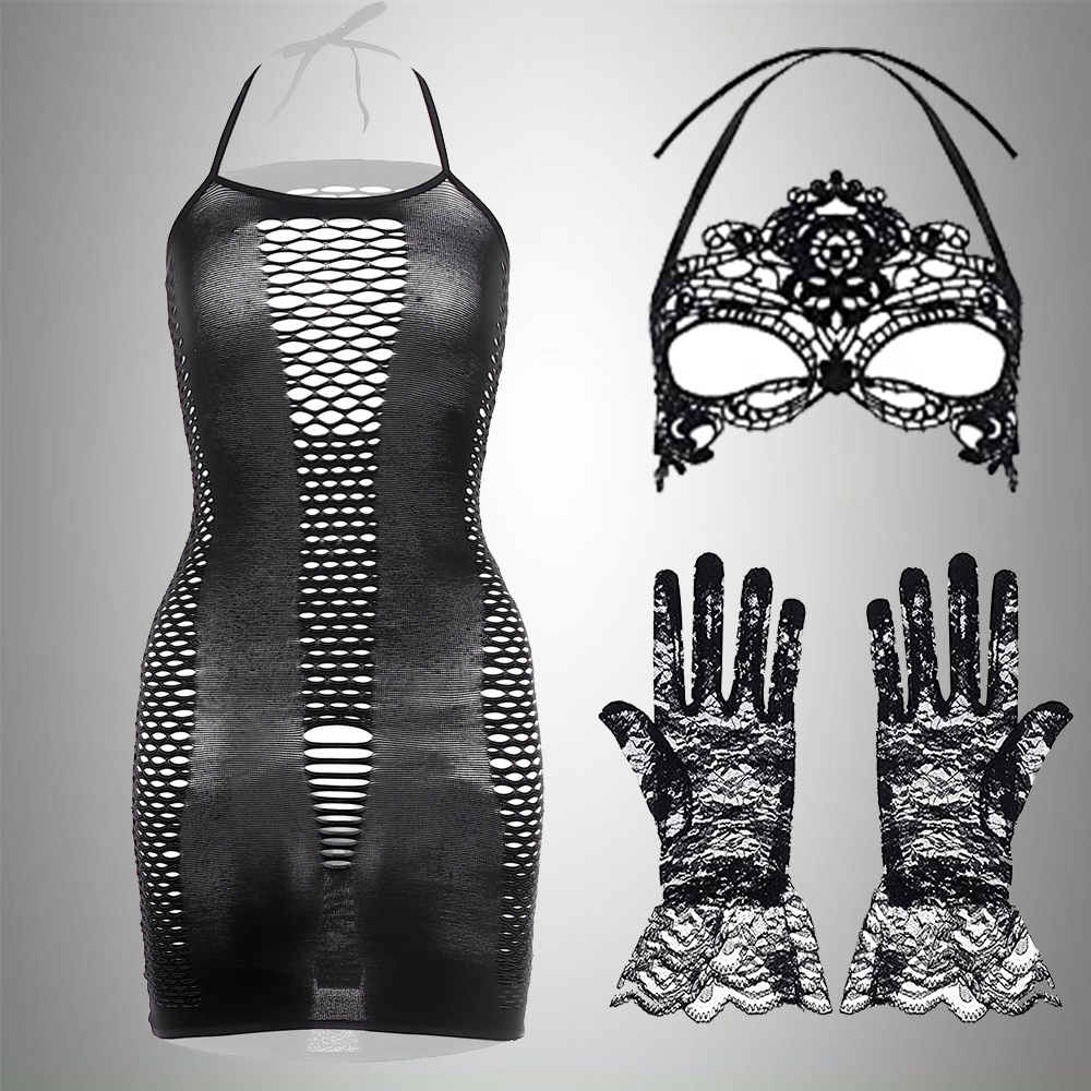 Bodystocking Fishnet - 3 Trong 1 Bộ Ngoại Lai