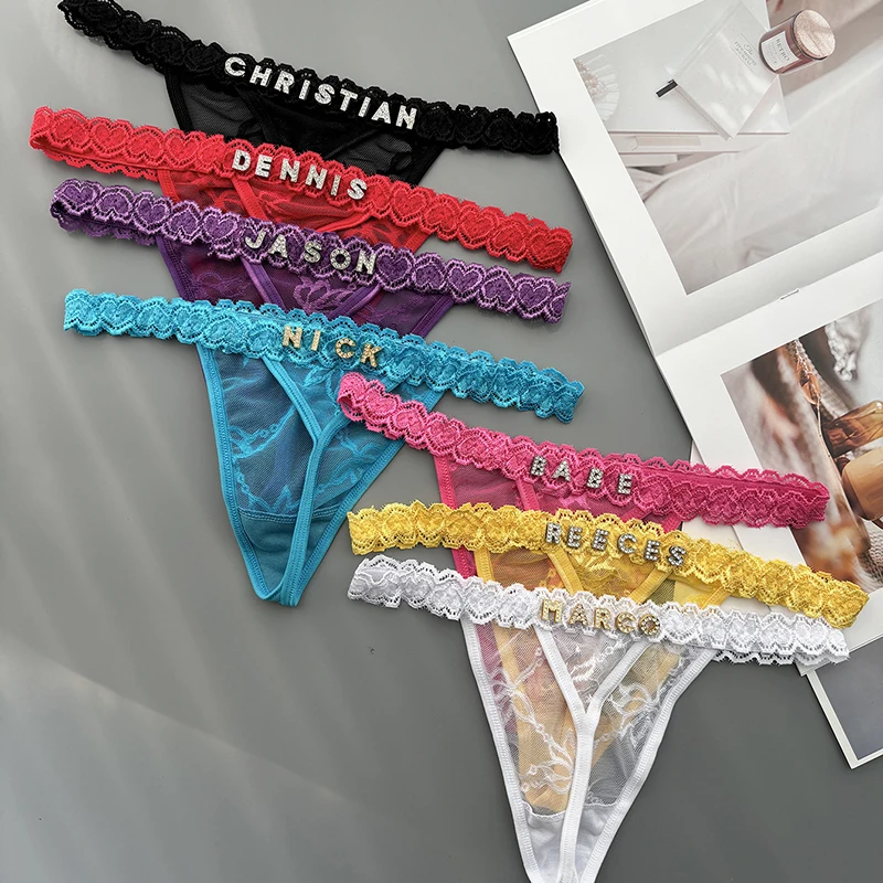 Thong Bikini Women - Personality Custom Thong Name Crystal Letter
