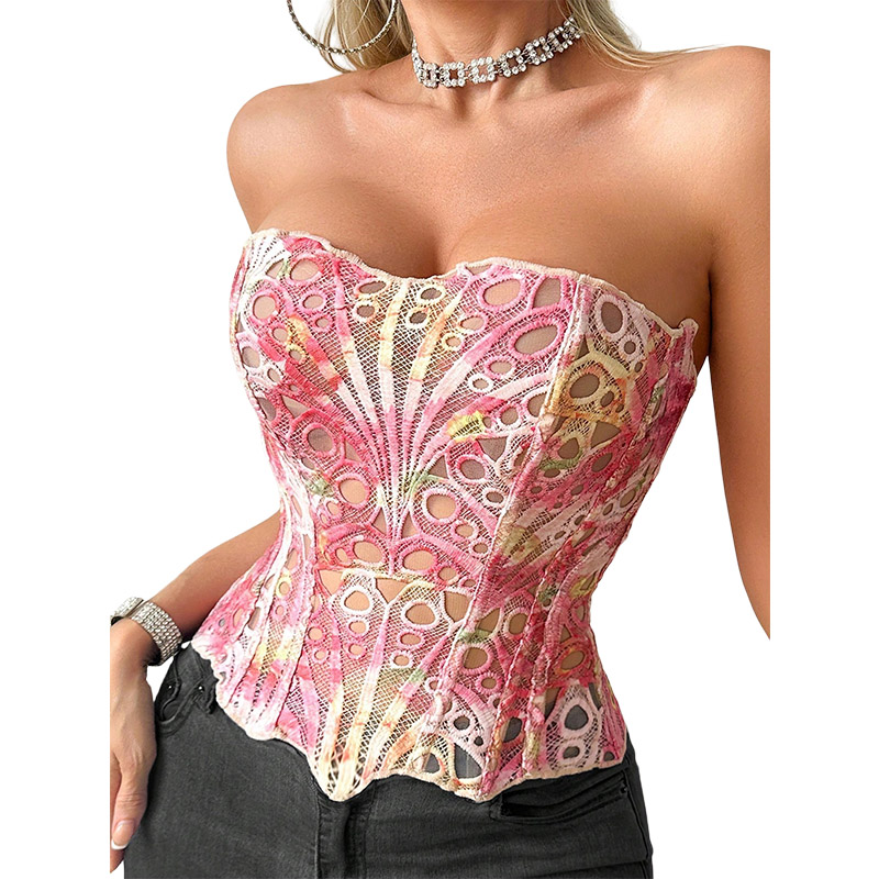 Cami Top Lace - Sexy Bone Garment Corset Sheer Mesh