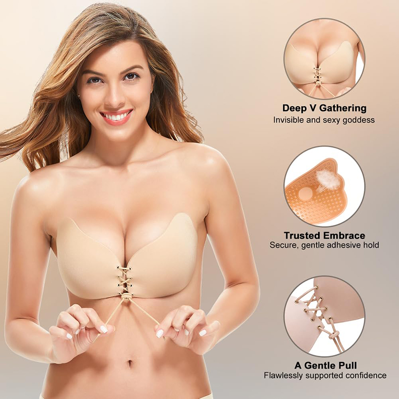 Push Up Bra Padded - 1/2 Pairs Women Summer Backless Strapless