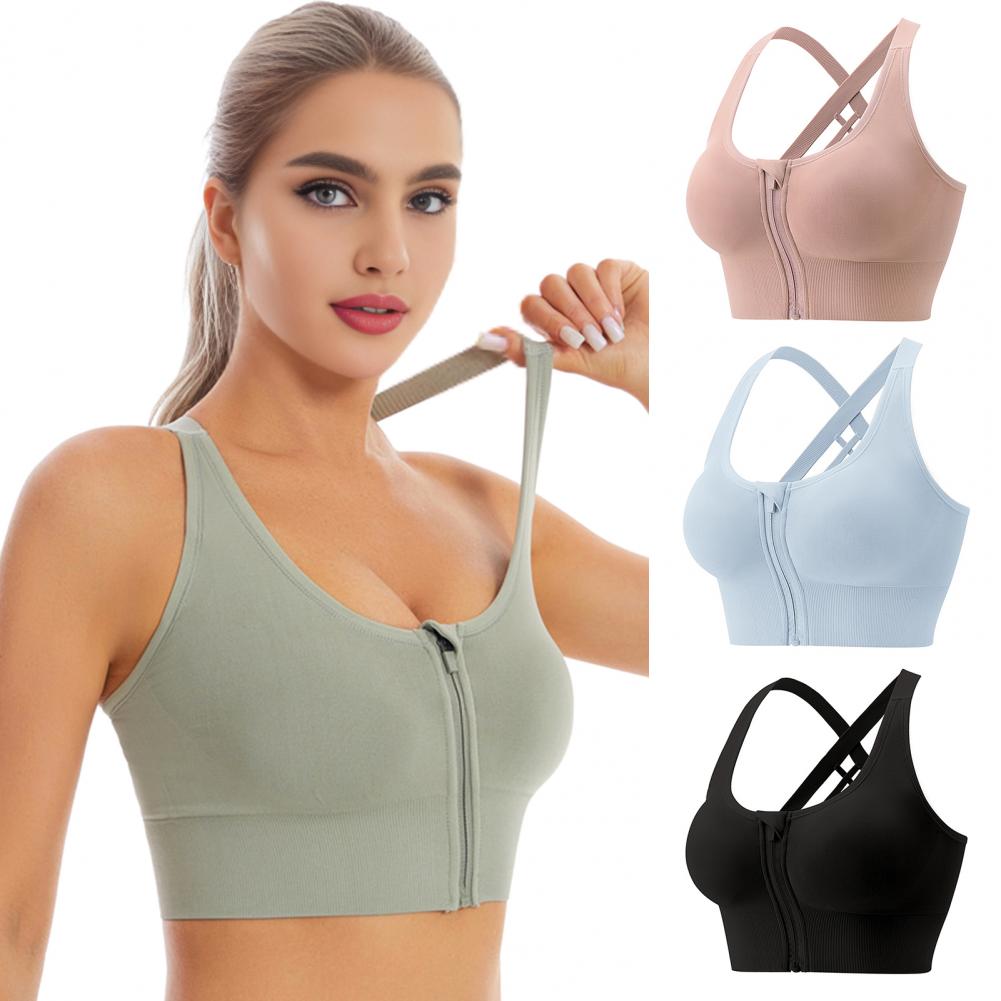 Sports Bra High Impact - Zip Front Wireless Sports Bra Racerback