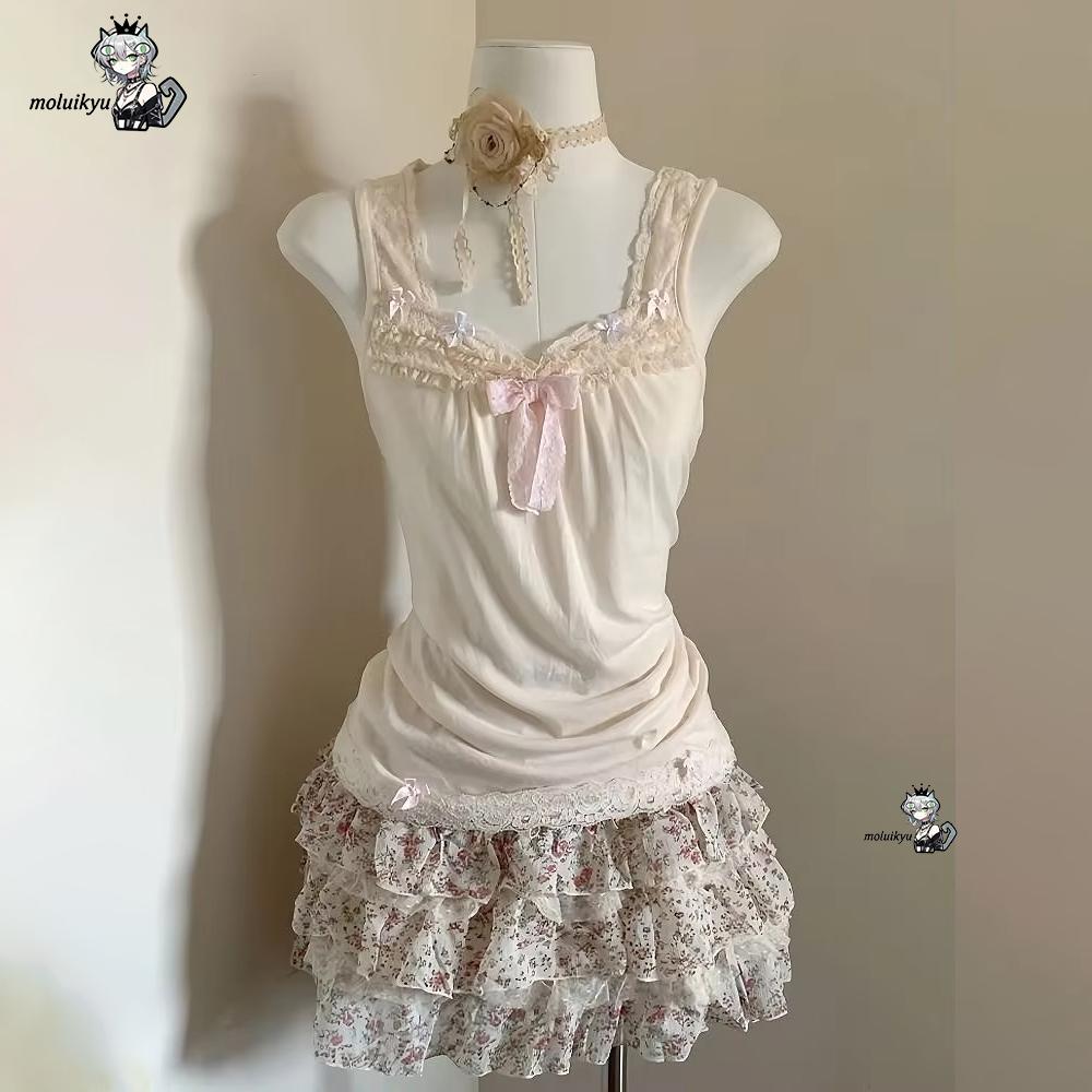 Women Y2K 2Pcs Outfit Set Lace - đánh giá và giá Cami Top Lace