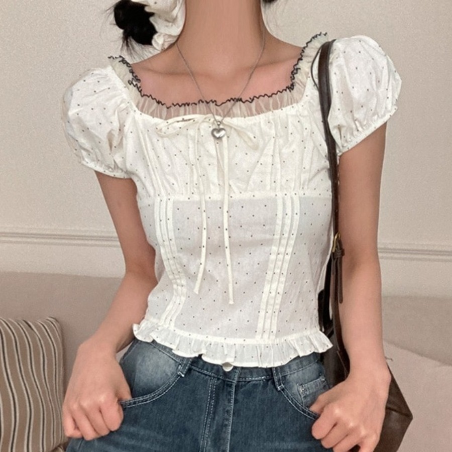 Summer Sweet Bubble Sleeve Pol - đánh giá và giá Corset Waist Cinch