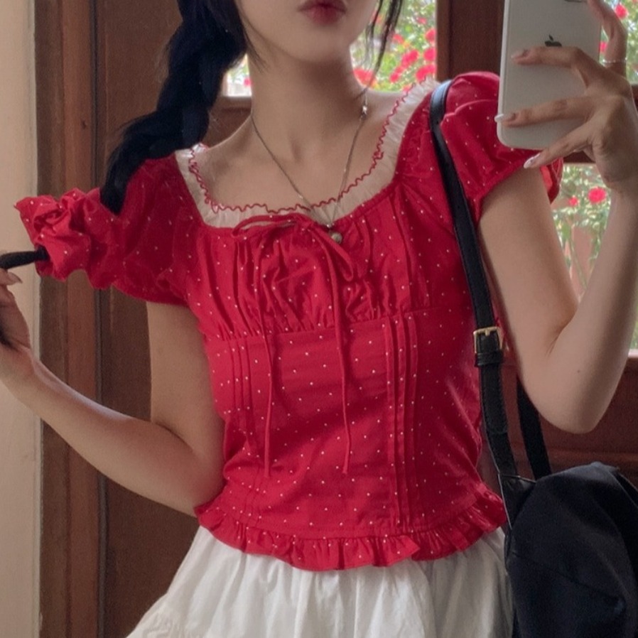 Summer Sweet Bubble Sleeve Pol - đánh giá và giá Corset Waist Cinch