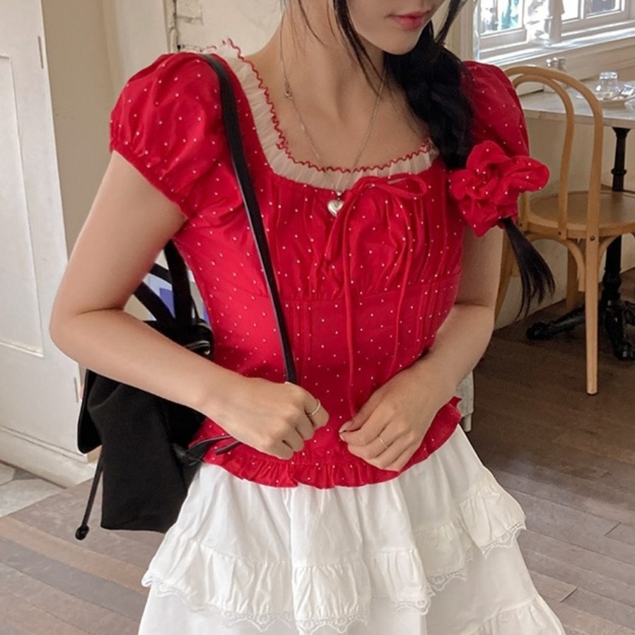 Summer Sweet Bubble Sleeve Pol - đánh giá và giá Corset Waist Cinch