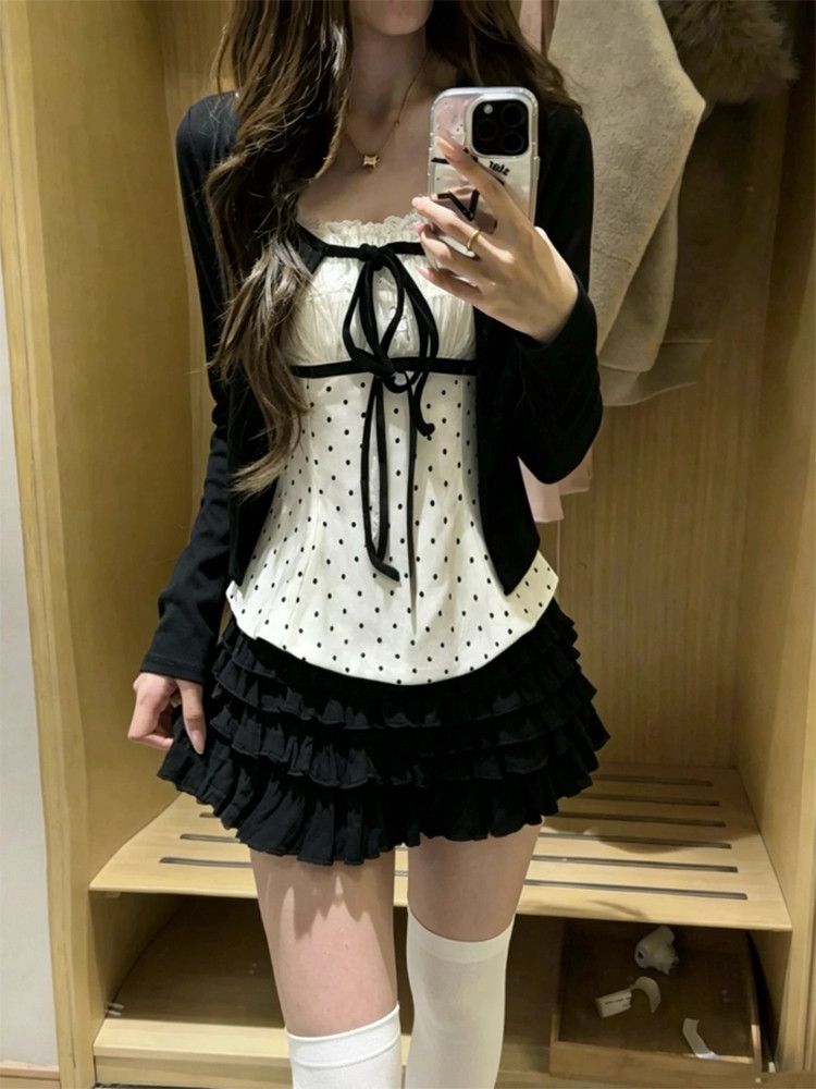 Korean Fashion Polka Dots Lace - đánh giá và giá Cami Top Lace