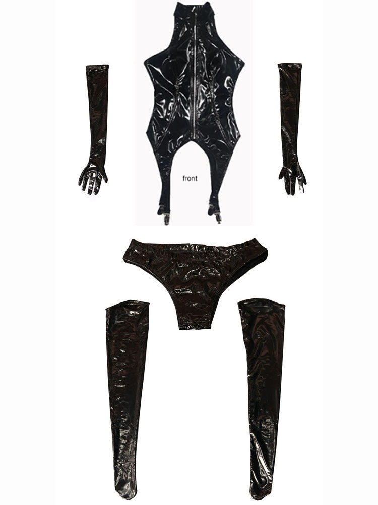 4 Cái/bộ Ướt Nhìn PVC Catsuit  - đánh giá và giá Garter Belt Set
