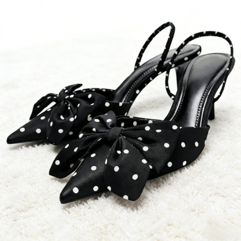 Brown Polka Dot Butterfly Knot - đánh giá và giá Slip Dress Satin