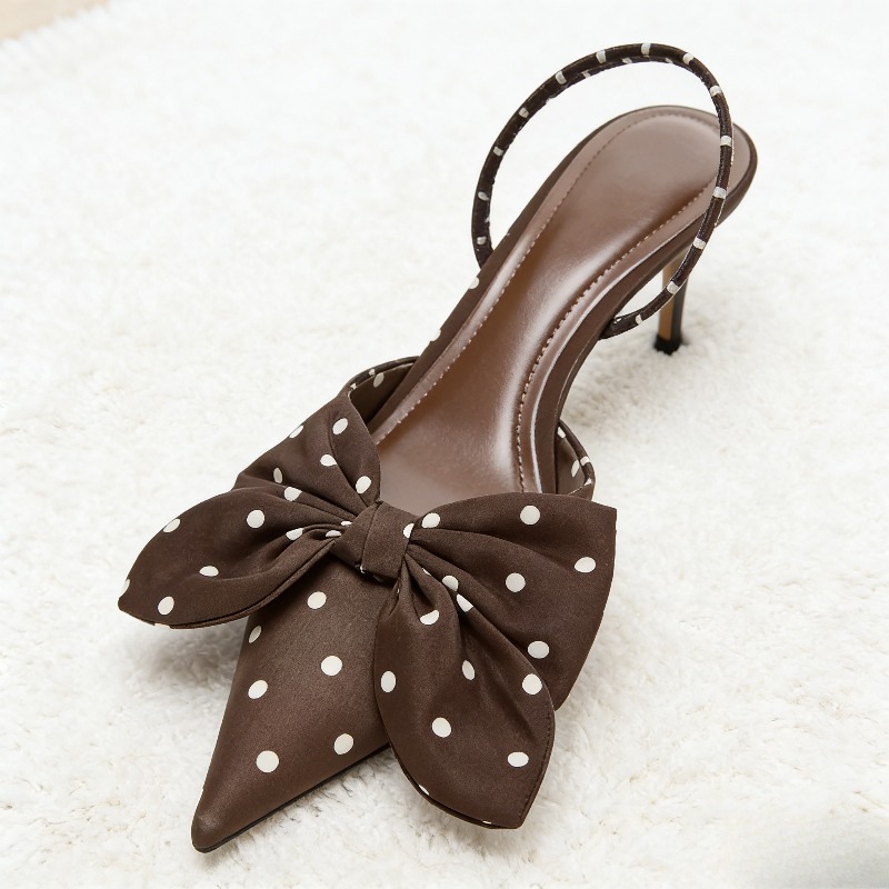 Brown Polka Dot Butterfly Knot - đánh giá và giá Slip Dress Satin
