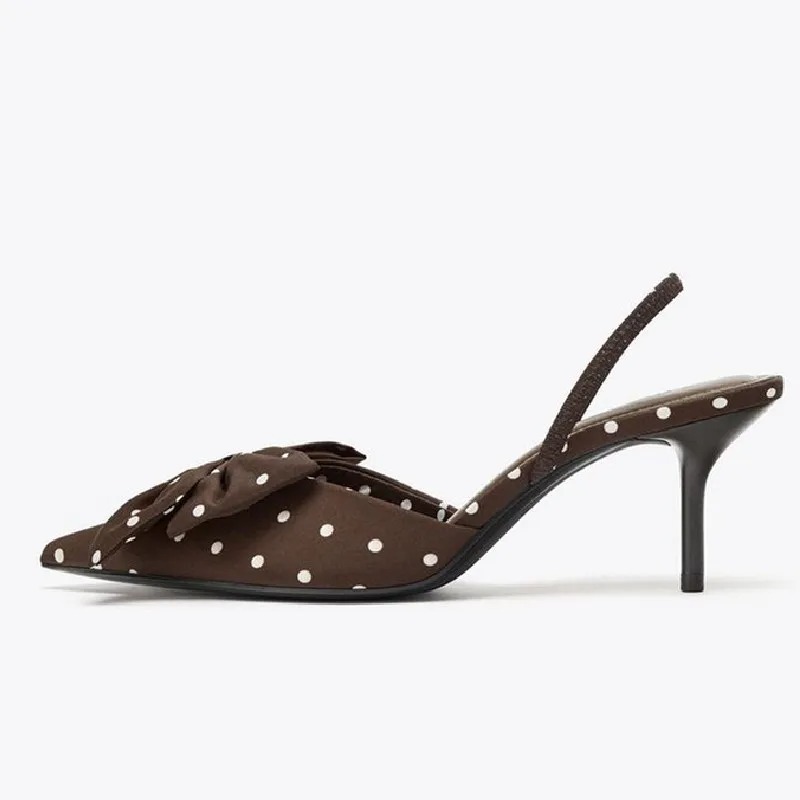 Brown Polka Dot Butterfly Knot - đánh giá và giá Slip Dress Satin