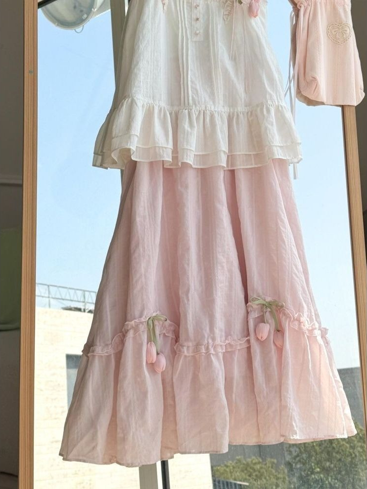 Sweet Kawaii Ruffle Trim Tulip - đánh giá và giá Cami Top Lace