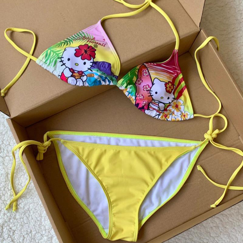 Y2K Girls Kawaii Hello Kittys  - đánh giá và giá Thong Bikini Women